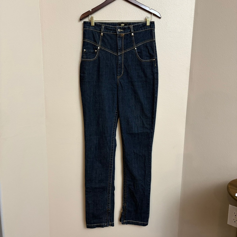 90s Akademiks Jeans 32 High Rise Y2K‎ Sequin Embellished Dark Wash Straight Leg